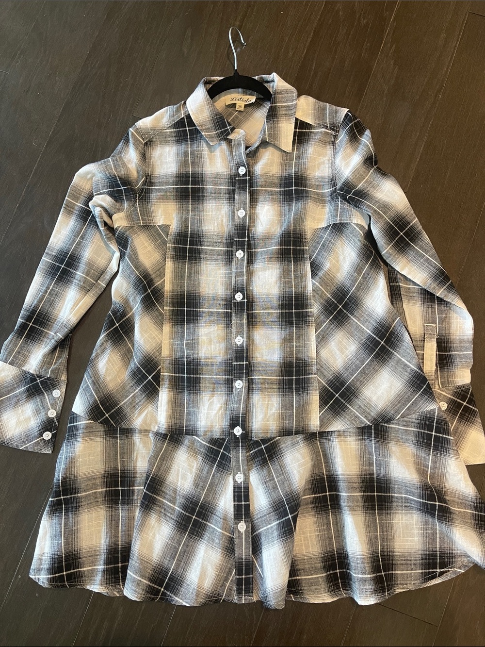 Listicle Black White Plaid Button-Front Shirt Dress